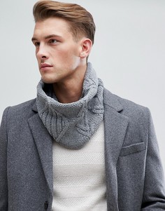 Серый шарф-снуд с узором косичка Esprit - Серый