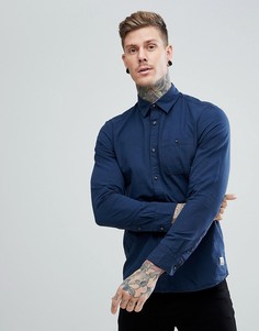 Зауженная рубашка из хлопка и льна Jack &amp; Jones Vintage - Темно-синий