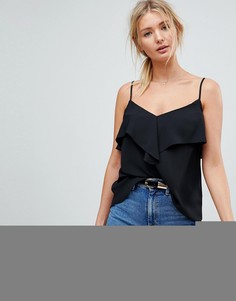 Топ с открытой спиной и оборками ASOS - Черный