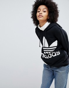 Худи черного цвета с логотипом-трилистником adidas Originals adicolor - Черный