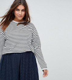 Oversize-футболка в полоску с длинными рукавами ASOS CURVE - Мульти