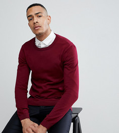 Бордовый хлопковый джемпер с круглым вырезом ASOS TALL - Красный