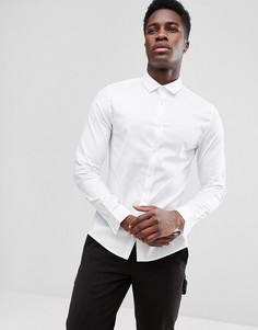 Белая эластичная оксфордская рубашка приталенного кроя ASOS Premium - Белый