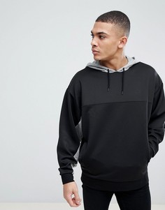 Худи колор блок свободного кроя ASOS - Черный
