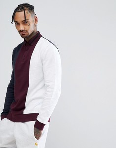 Свитшот в стиле колор блок с отделкой в рубчик ASOS - Красный