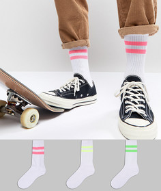 3 пары носков в спортивном стиле с неоновыми полосками ASOS - Мульти