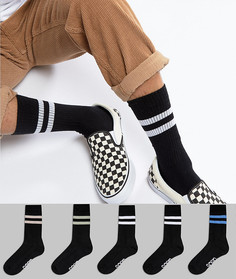 5 пар носков в спортивном стиле с пастельными полосками и названием бренда ASOS - Черный