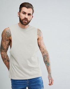 Свободная бежевая майка с заниженными проймами ASOS - Бежевый