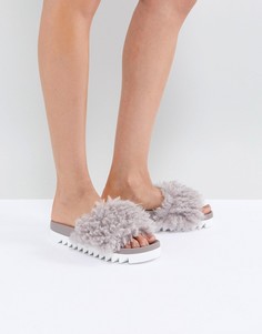 Шлепанцы из искусственного меха на массивной подошве Glamorous - Фиолетовый