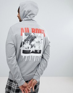 Худи с цветочным принтом на спине ASOS - Серый