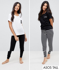 2 пижамных комплекта с леггинсами (в полоску, с вышивкой Dreamy) ASOS TALL - Мульти