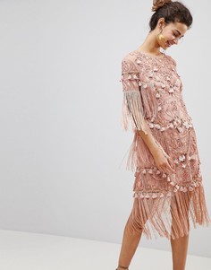 Платье мини с вышивкой и кисточками ASOS EDITION - Розовый