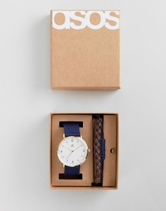 Подарочный набор из часов и браслетов в классическом стиле ASOS - Коричневый