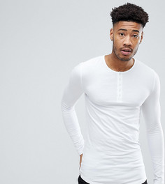 Длинный обтягивающий лонгслив с закругленным краем ASOS TALL - Белый