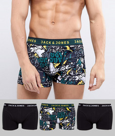 3 боксеров-брифов с принтом в стиле комиксов Jack &amp; Jones - Мульти
