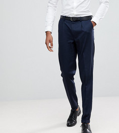 Фактурные суженные книзу строгие брюки Selected Homme TALL - Темно-синий