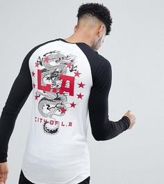 Обтягивающий лонгслив с рукавами реглан и принтом дракона ASOS DESIGN Tall - Белый