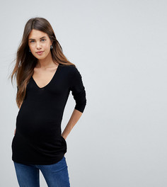 Лонгслив с V-образным вырезом ASOS MATERNITY - Черный