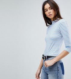 Кроп-топ в полоску с высоким воротником и длинными рукавами ASOS TALL - Мульти