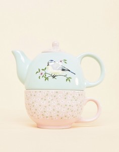 Заварочный чайник и кружка с принтом садовых цветов и птиц Sass &amp; Belle - Мульти