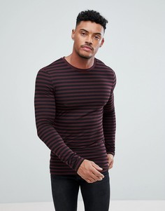 Обтягивающий лонгслив в черную и бордовую полоску ASOS DESIGN - Мульти