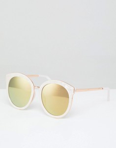 Круглые солнцезащитные oversize-очки в стиле преппи с зеркальными стеклами цвета розового золота ASOS - Розовый