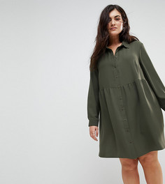 Свободное платье-рубашка мини ASOS CURVE - Зеленый