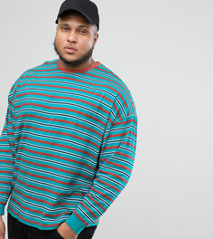 Оверсайз-лонгслив в полоску ASOS DESIGN Plus - Зеленый