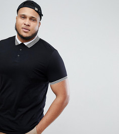 Поло со вставками в клетку ASOS DESIGN Plus - Черный