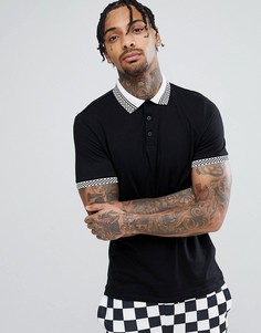 Поло со вставками в клетку ASOS DESIGN - Черный