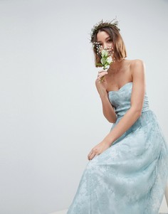 Платье-бандо макси с прозрачными кружевными вставками ASOS DESIGN Bridesmaid - Зеленый