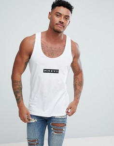 Белая майка с принтом римских цифр ASOS DESIGN - Белый