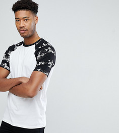 Футболка с цветочным принтом на рукавах реглан ASOS DESIGN Tall - Белый