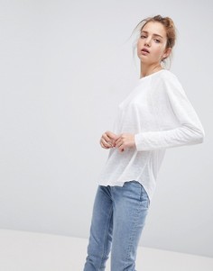 Льняная футболка с длинными рукавами ASOS - Белый