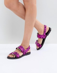 Кожаные сандалии с заклепками ASOS FOR ONCE - Розовый