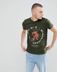 Плотная трикотажная футболка с принтом ASOS - Зеленый