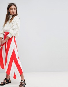 Асимметричная юбка миди в полоску Boohoo - Мульти