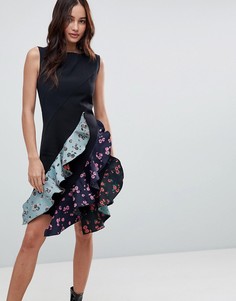 Платье с контрастными оборками Boohoo - Черный