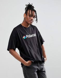 Oversize-футболка с принтом Polaroid ASOS - Черный