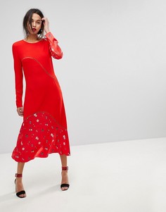 Платье колор блок с цветочным принтом Max&amp;Co - Красный