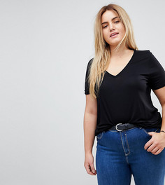 Свободная футболка с V-образным вырезом ASOS CURVE - Черный
