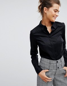 Рубашка с длинными рукавами из эластичного хлопка ASOS Fuller Bust - Черный