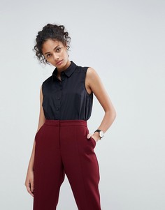 Эластичная хлопковая рубашка без рукавов ASOS - Черный