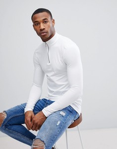 Белый облегающий лонгслив с молнией ASOS - Белый