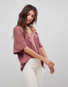 Футболка с V-образным вырезом Free People - Фиолетовый