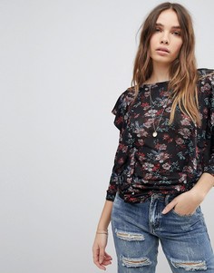 Кружевная блузка с рукавами клеш Free People Dock Street - Черный
