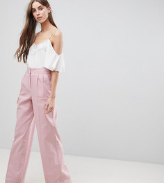 Широкие льняные брюки ASOS TALL - Розовый