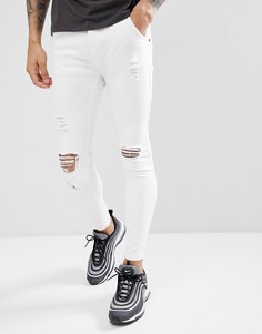 Белые рваные джинсы в обтяжку SikSilk - Белый