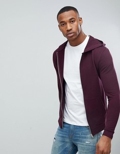 Худи бордового цвета на молнии ASOS - Красный