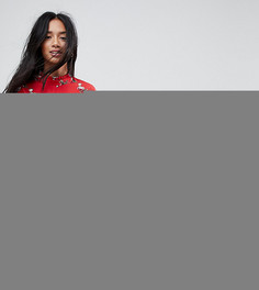 Свободное платье с оборкой и цветочным принтом ASOS PETITE - Мульти